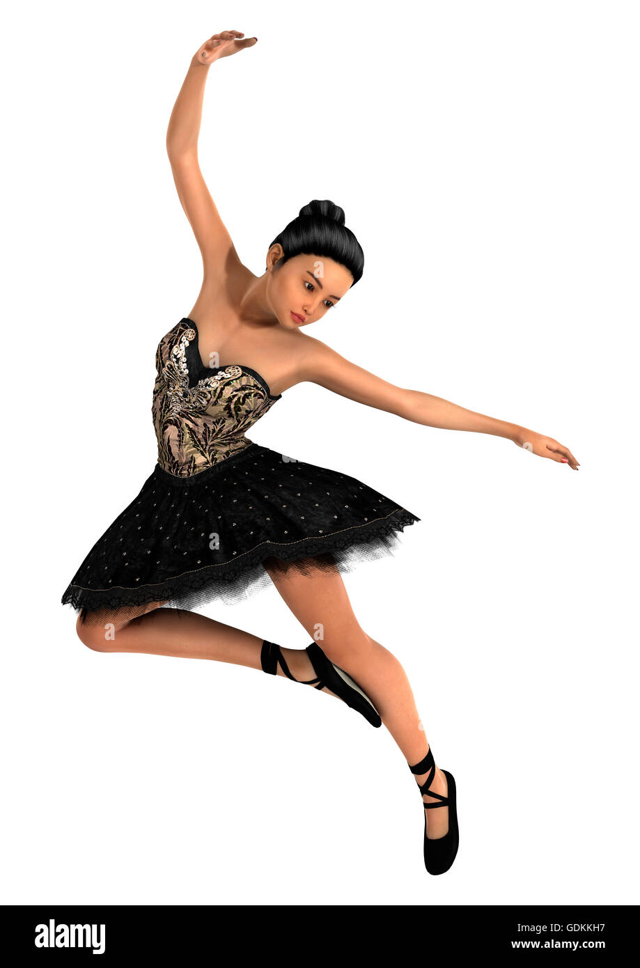 3D rendering of a female ballet dancer isolated on white background ...