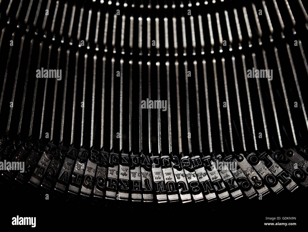Mechanism inside a vintage typewriter Stock Photo