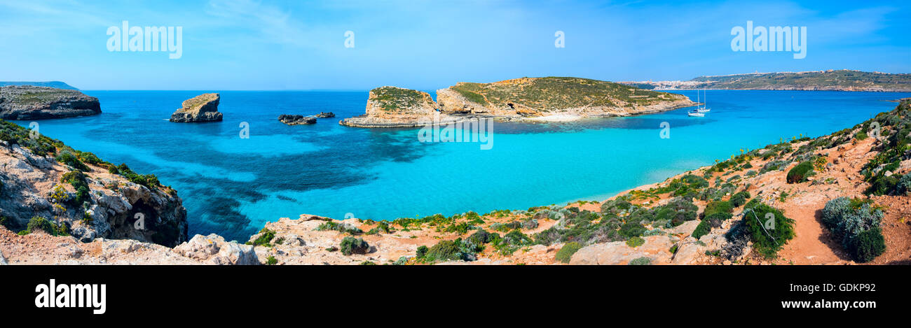 blue lagoon Comino island Malta Gozo Stock Photo