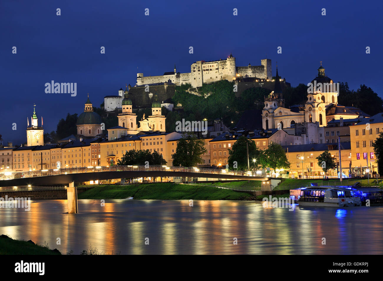 Salzburg skyline at dusk, Austria, Europe Stock Photo