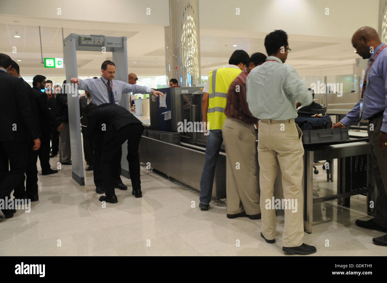 Baggage screening, Dubai International Airport, Terminal 3, Dubai, UAE Stock Photo Alamy