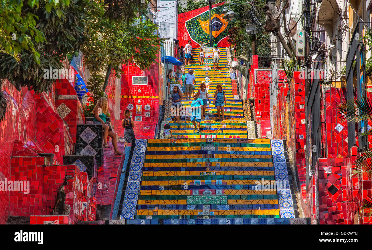 The Escadaria Selaron steps in Rio de Janeiro Stock Photo