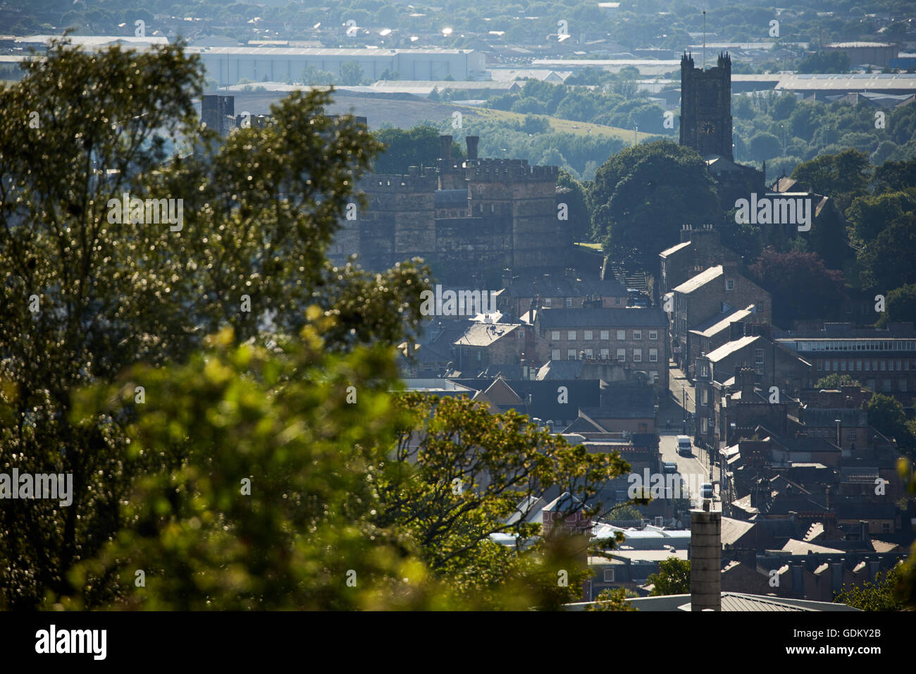 Lancaster town centre view landscape for above Stock Photo
