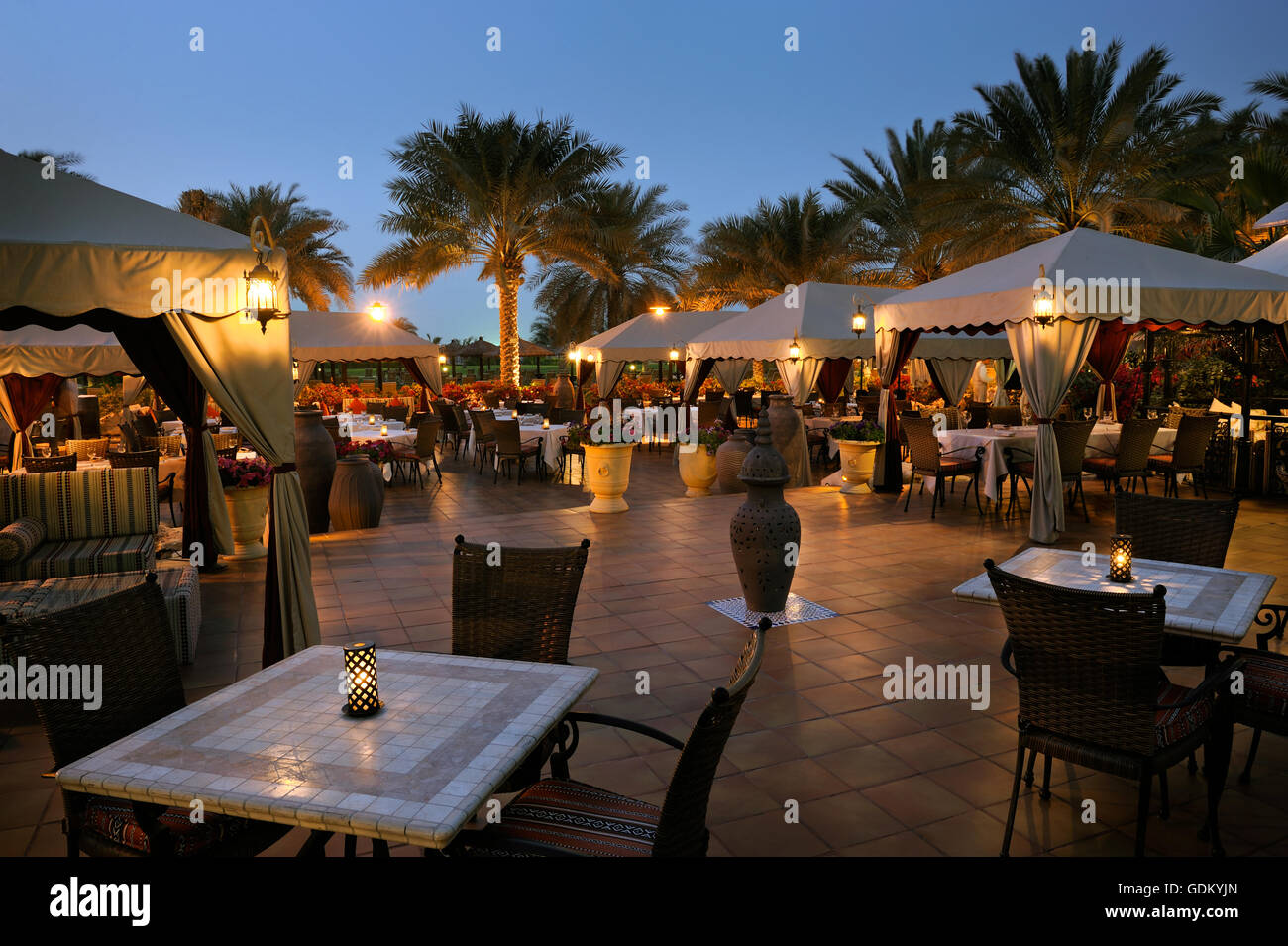 An outdoor dining area, Dubai, UAE Stock Photo Alamy