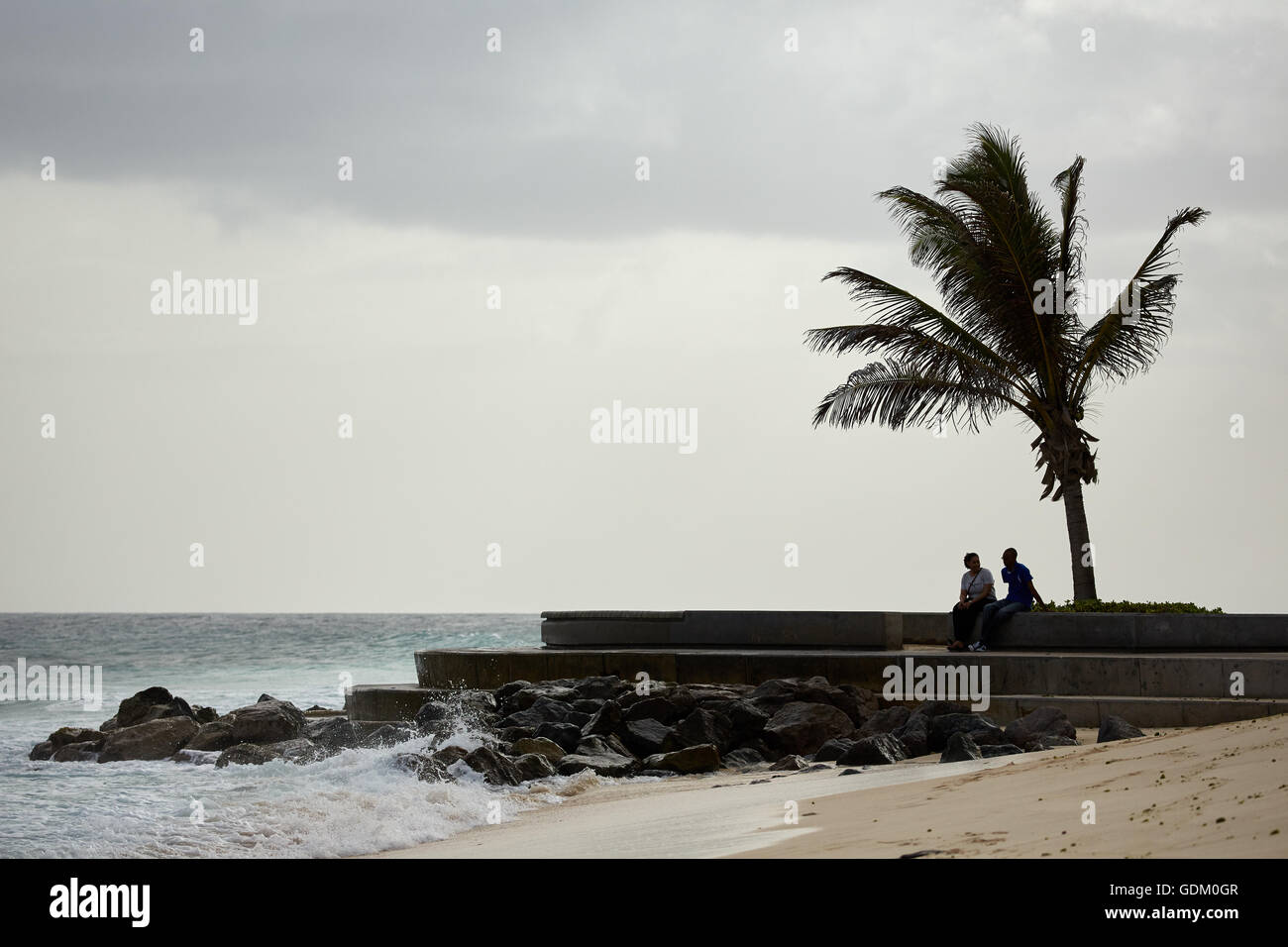 The Lesser Antilles Barbados Parish Saint Michael west indies capital Bridgetown southwest coast Hastings Beach boardwalk  long Stock Photo