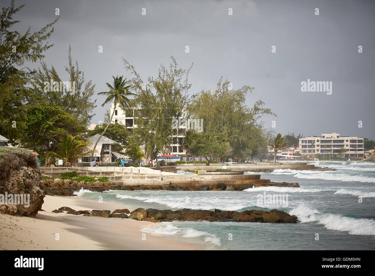 The Lesser Antilles Barbados Parish Saint Michael west indies capital Bridgetown  Rockley worthing beach area hotel on beach coa Stock Photo