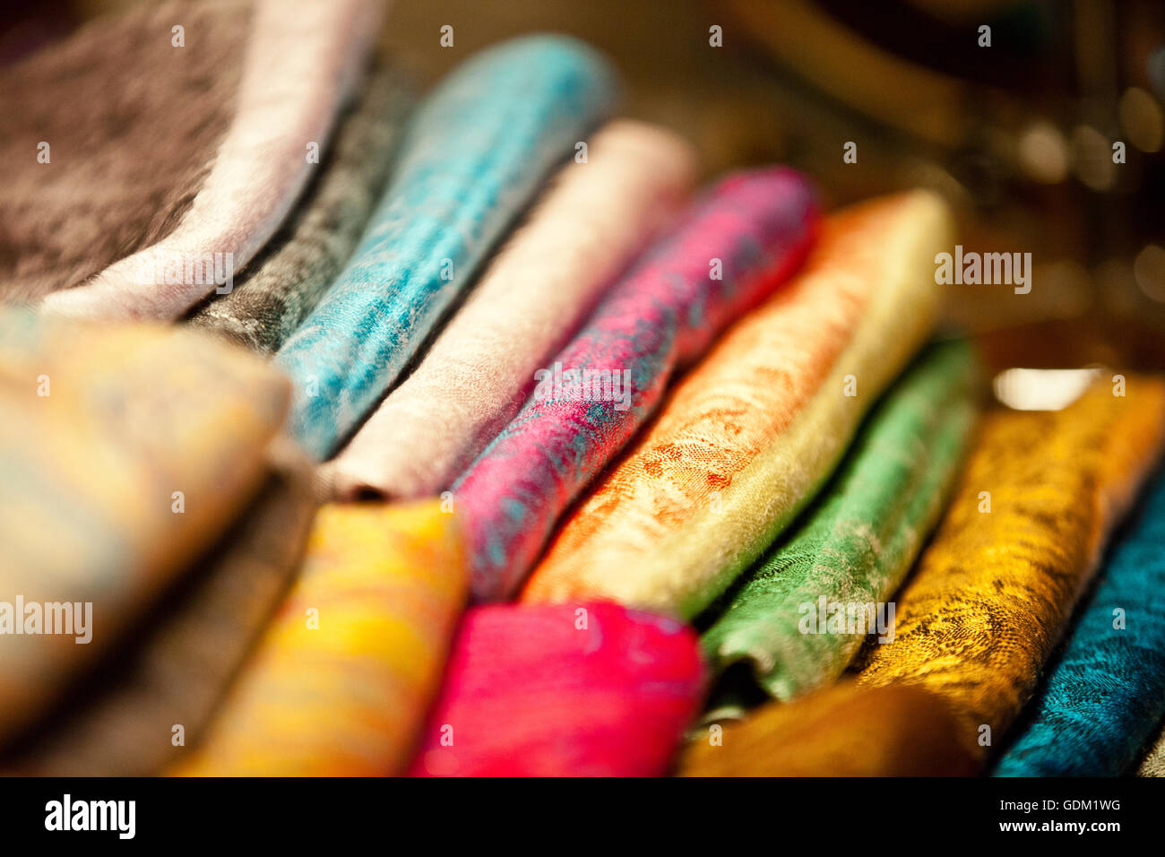 Different colored cloth material for sale, Dubai, UAE Stock Photo Alamy