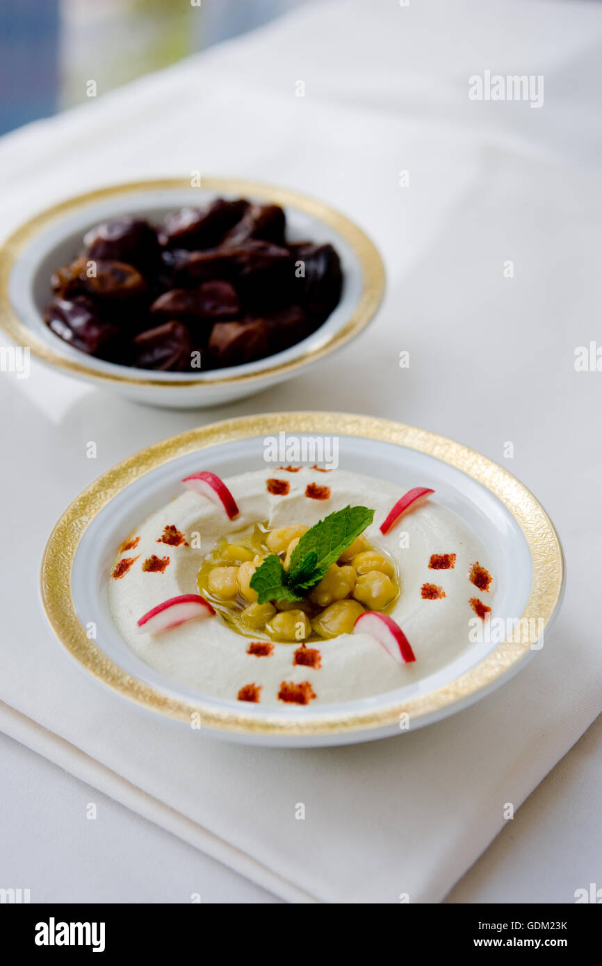 Hummus and Dates, Dubai, UAE Stock Photo Alamy