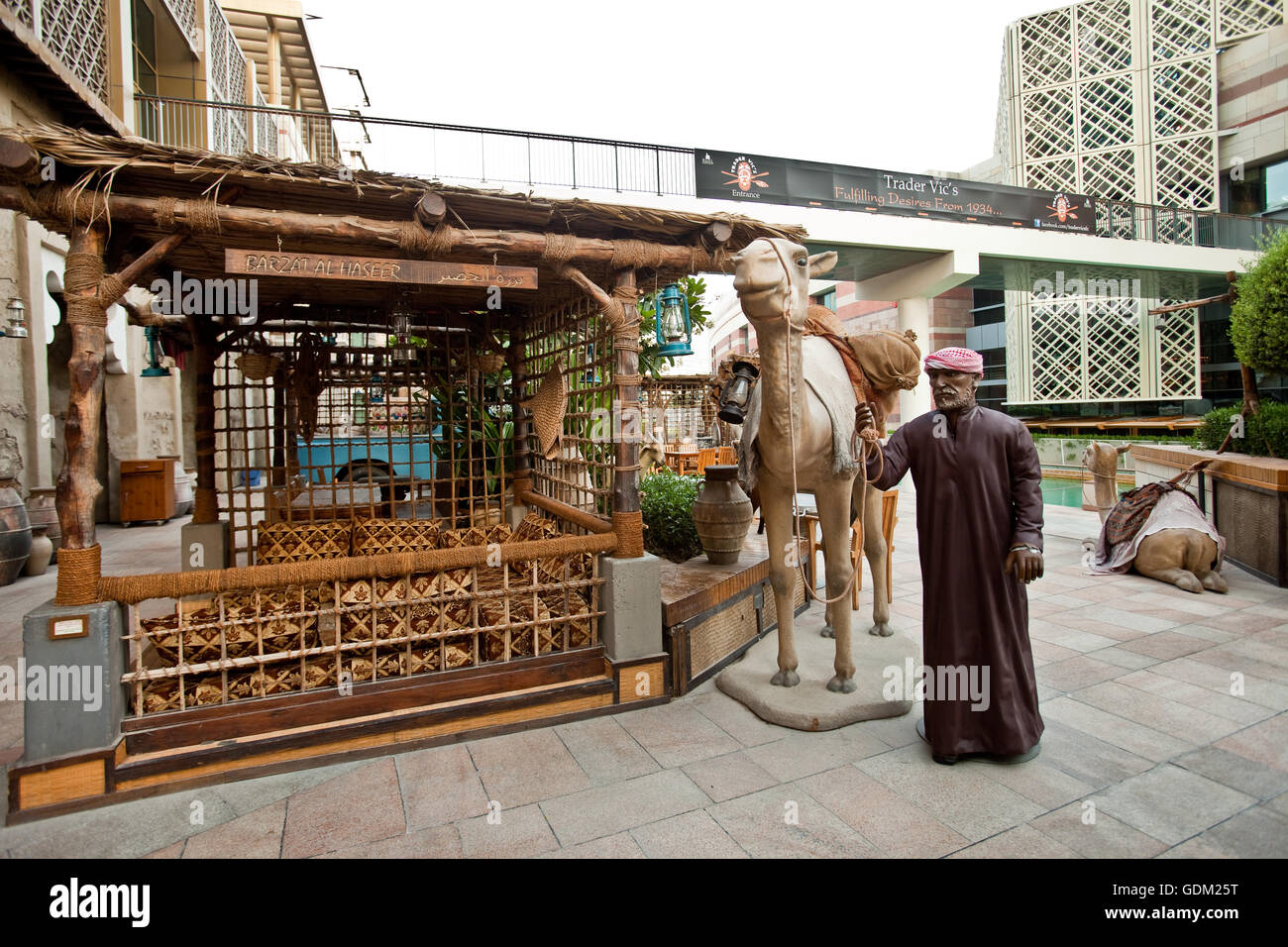 Statues outside the Al Fanar Restaurant, Dubai Festival City, Dubai, UAE  Stock Photo - Alamy
