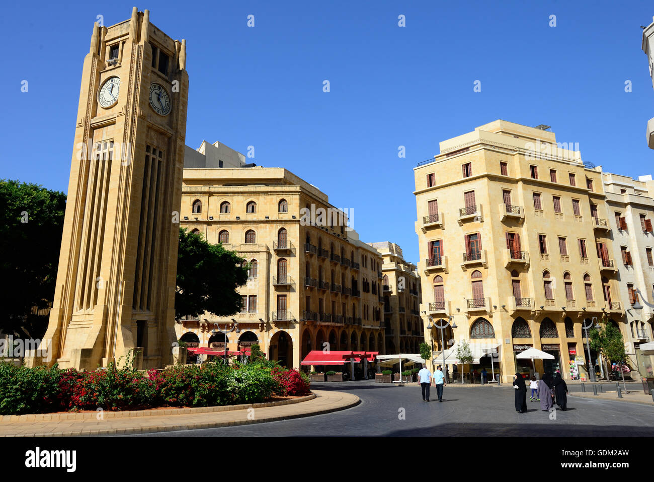 Lebanon, Beirut's Nejmeh square is the heart of the City Center .(LF)The Beirut Central District (BCD) or Centre Ville around the Place d'Etoile (also: Nejmeh Square) is  Beirutâ€™s historical and geographical center, and the  financial, commercial, and a Stock Photo