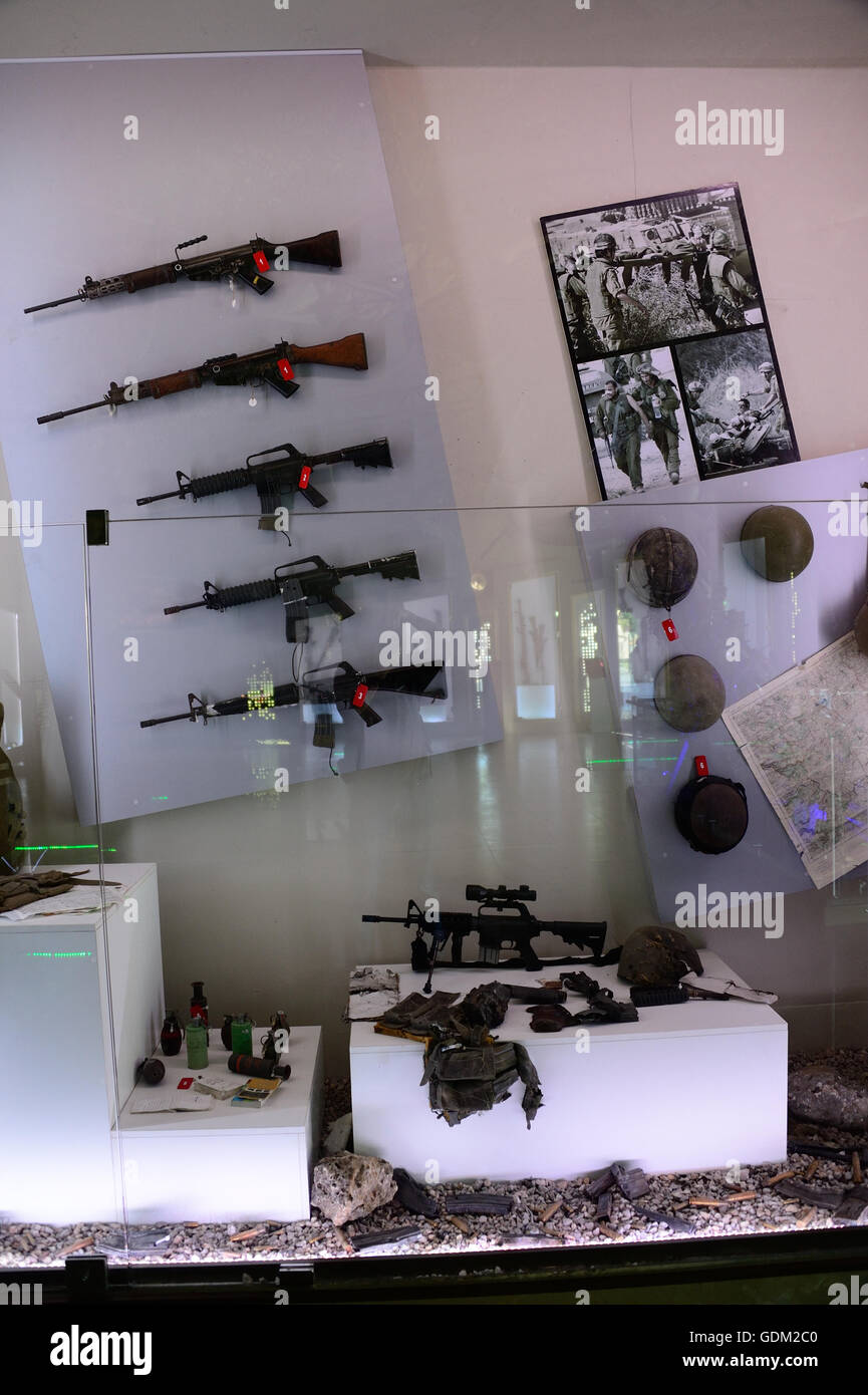 LEBANON, Mleeta (Jba'a region, South Lebanon)(LF)Israeli army outfit captured by the Hezballah at the  museum for the armed struggle against Israel, built by the Hezbollah under North Korean supervision in 2010, documenting the wars against Israel and sho Stock Photo