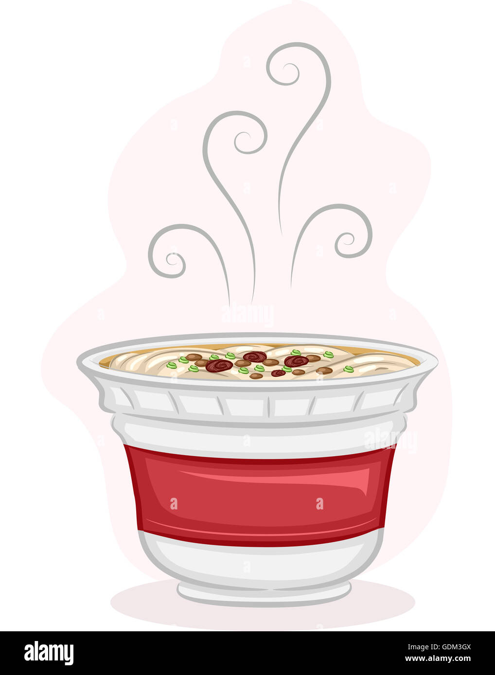 Illustration of a Steaming Cup of Instant Noodles Stock Photo