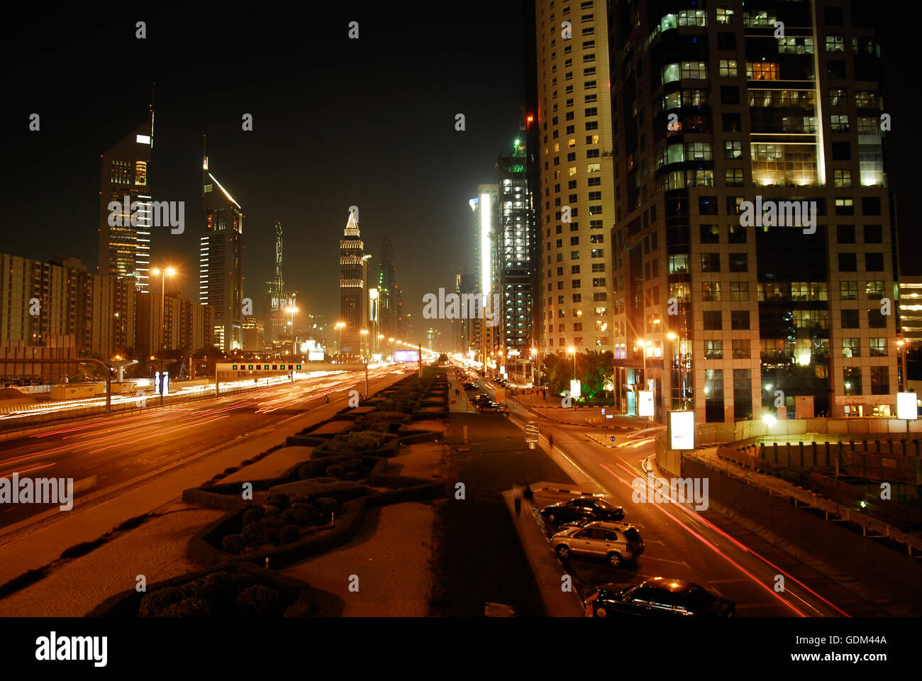 Night view of sheikh Zayed road Stock Photo Alamy