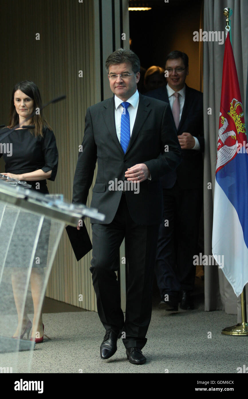 Brussels, Belgium. 18th July, 2016. Press conference following the IGC with Serbia Miroslav Lajcak. Credit: Leonardo Hugo Cavallo/Alamy Live News Stock Photo