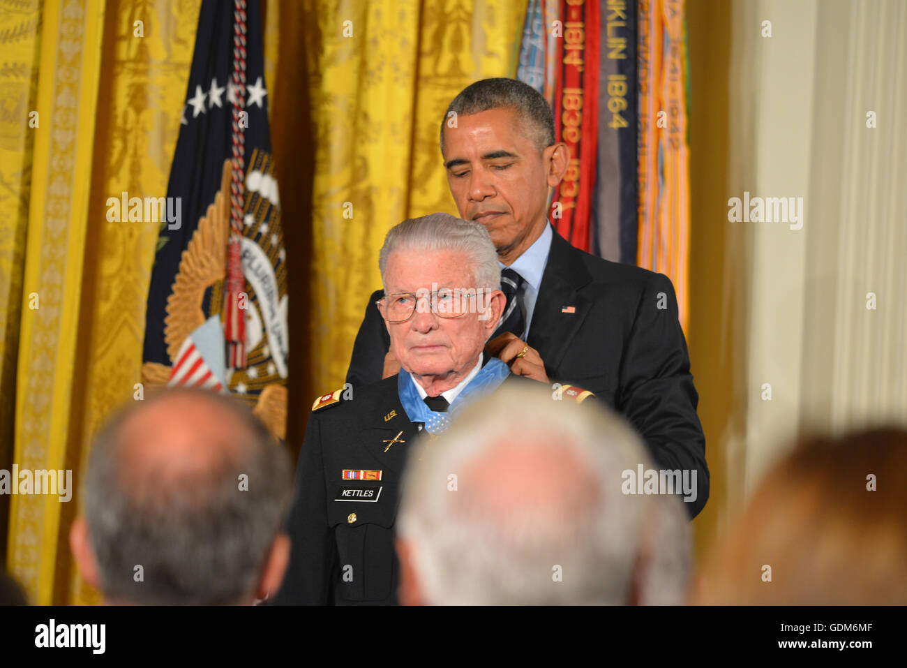 Washington DC, July 18, 2016, USA;  President Barack Obama awards the Medal of Honor to Lt. Col Charles Kettles, USA (ret) for his bravery in the Viet Nam war. Credit:  Patsy Lynch/Alamy Live News Stock Photo