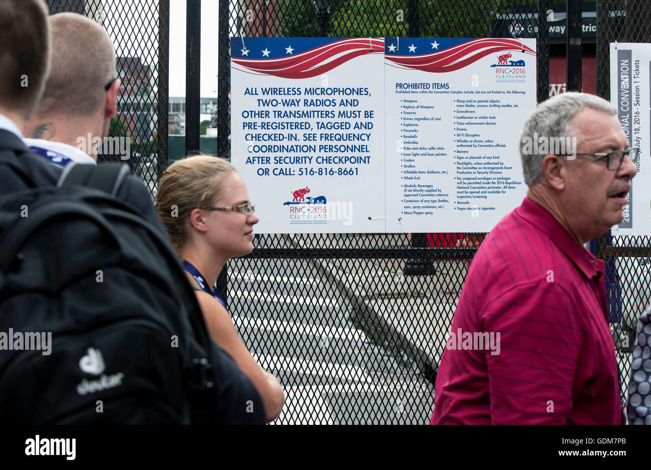 Cleveland Ohio USA 18th July 2016 A Listing Of Prohibited Items cleveland-ohio-usa-18th-july-2016-a-listing-of-prohibited-items
