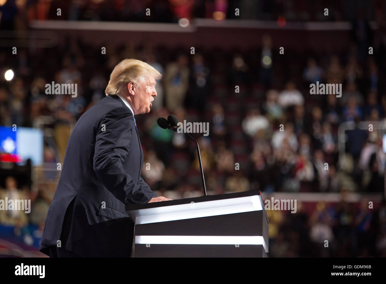 Cleveland, Ohio, USA. 18th July, 2016. Donald J. Trump introduces his wife Melania. First night at the Republican National Convention. Credit:  Philip Scalia/Alamy Live News Stock Photo
