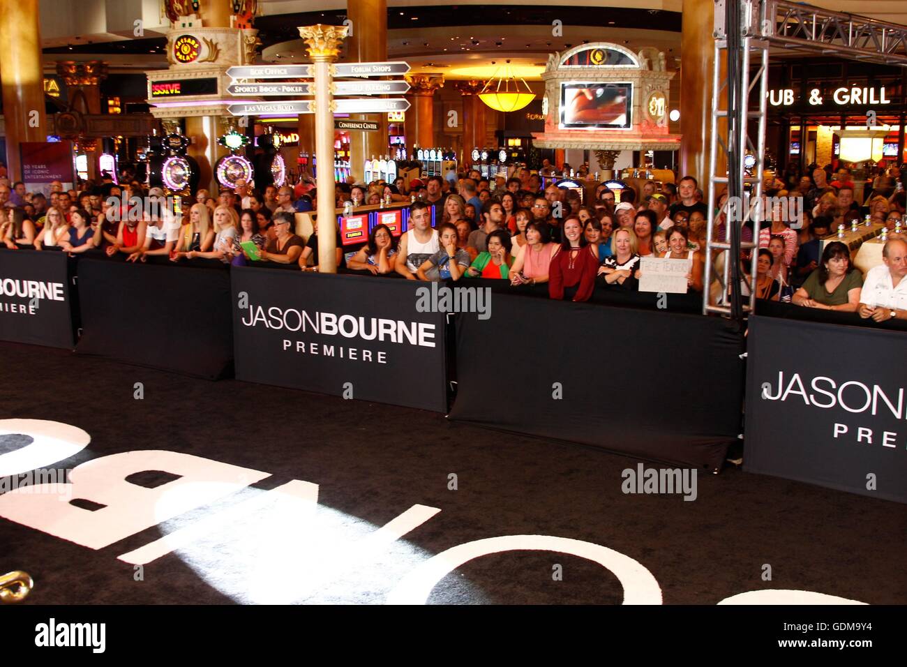 Las Vegas, NV, USA. 18th July, 2016. Atmosphere at arrivals for JASON BOURNE Premiere, Caesars Palace, Las Vegas, NV July 18, 2016. Credit:  James Atoa/Everett Collection/Alamy Live News Stock Photo