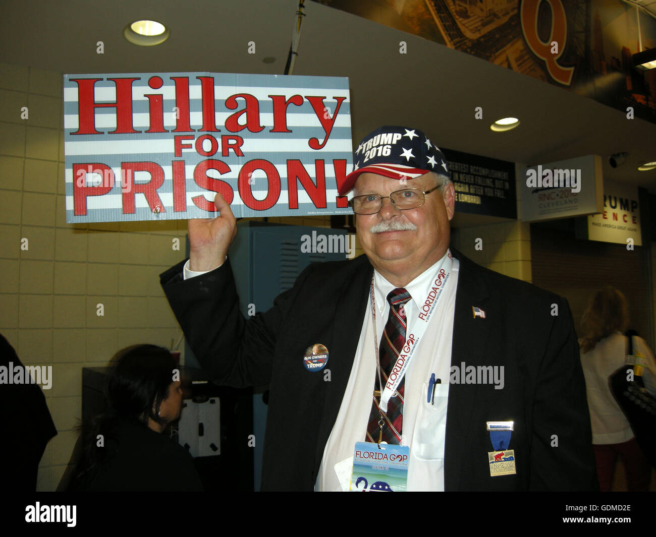 Clinton Sign New York, New York, USA. 18th July, 2016. Anti-Clinton sign at Day 1 of ...