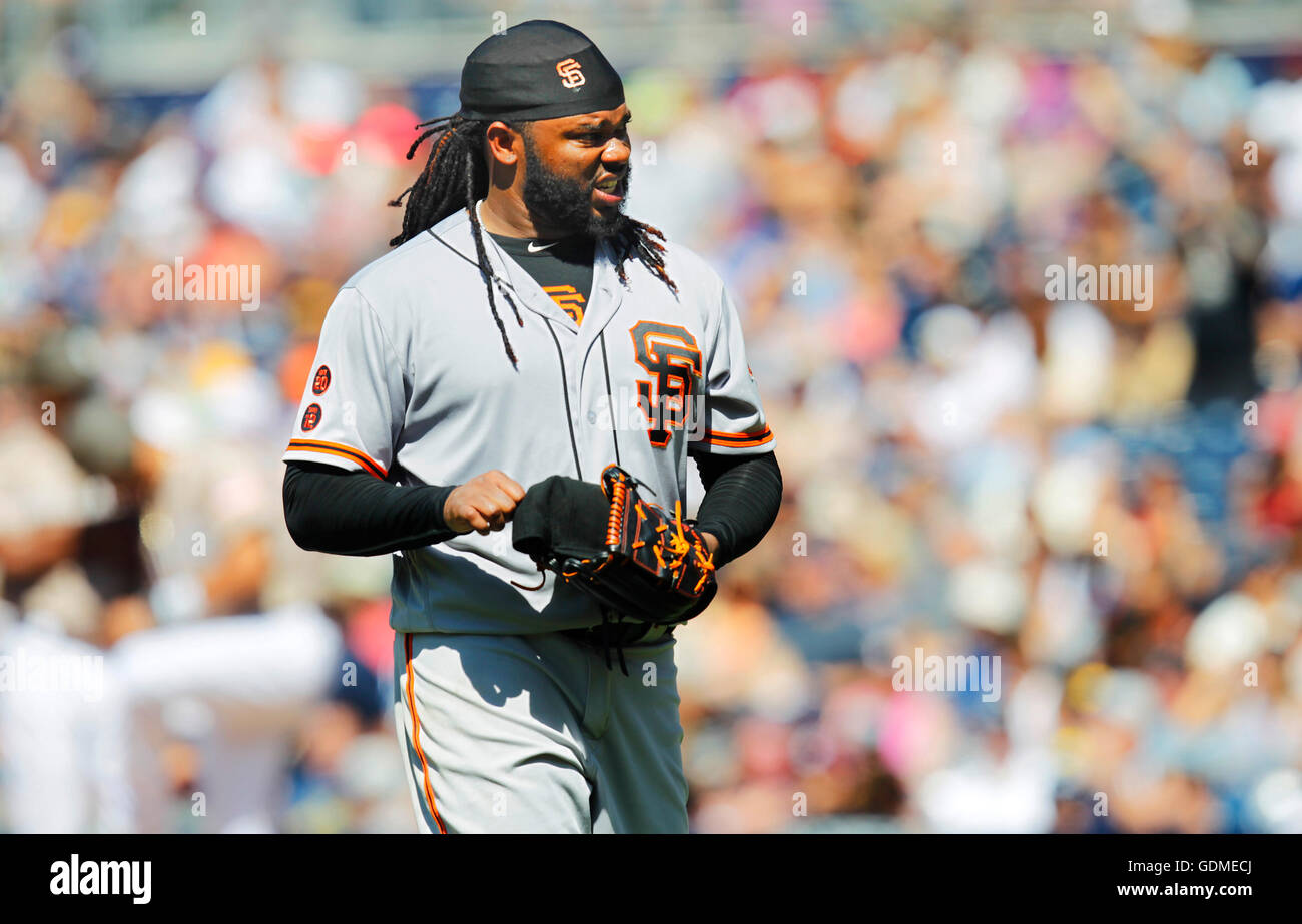 San Diego, CA, USA. 17th July, 2016. SAN DIEGO, CA - JULY 17, 2016 - | San Francisco Giants pitcher Johnny Cueto is pulled in the 6th inning against the Padres. © K.C. Alfred/San Diego Union-Tribune/ZUMA Wire/Alamy Live News Stock Photo