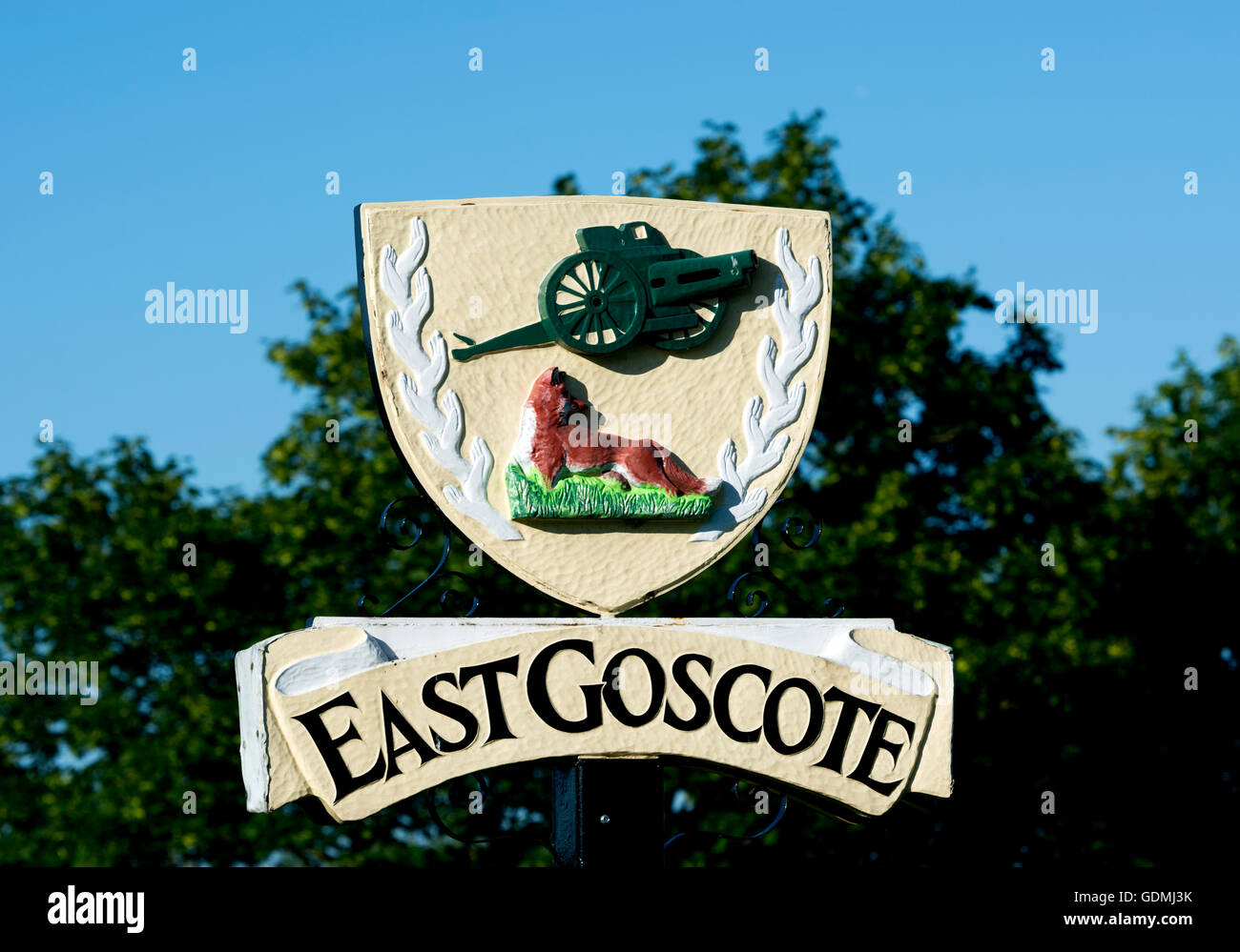 East Goscote village sign, Leicestershire, England, UK Stock Photo Alamy