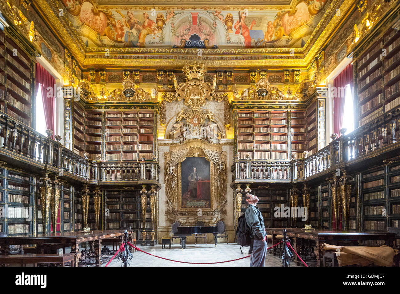Biblioteca Joanina, historic University Library, University of Coimbra, Coimbra, Coimbra District, Portugal, Europe Travel, Stock Photo
