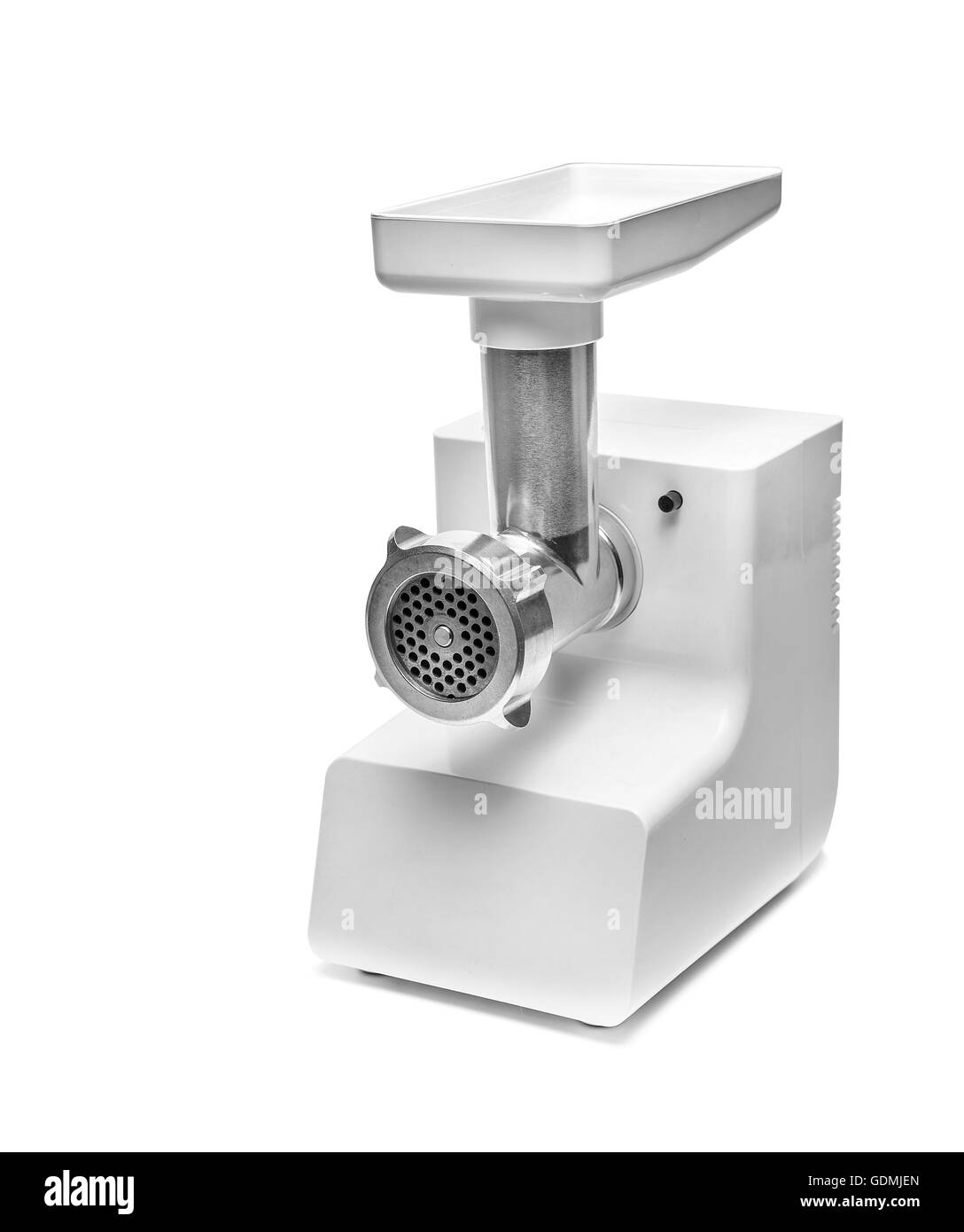 Electric meat white grinder over white background Stock Photo