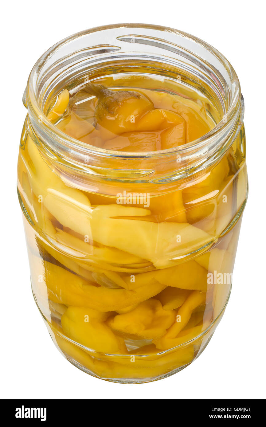 Download The Yellow Pepper In Open Jar Isolated On White Background Focus Stock Photo Alamy PSD Mockup Templates