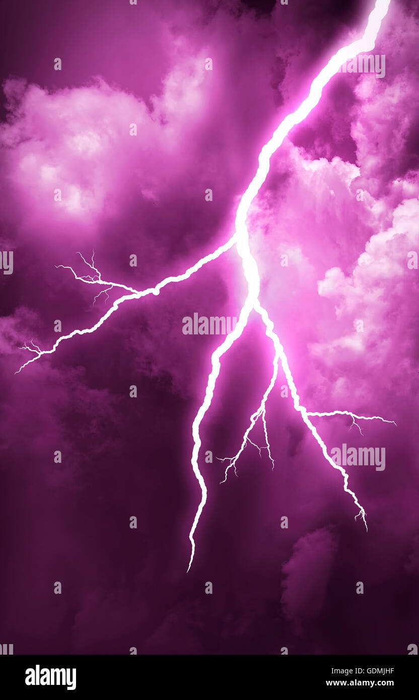 Lightning strike on the cloudy dark sky Stock Photo - Alamy