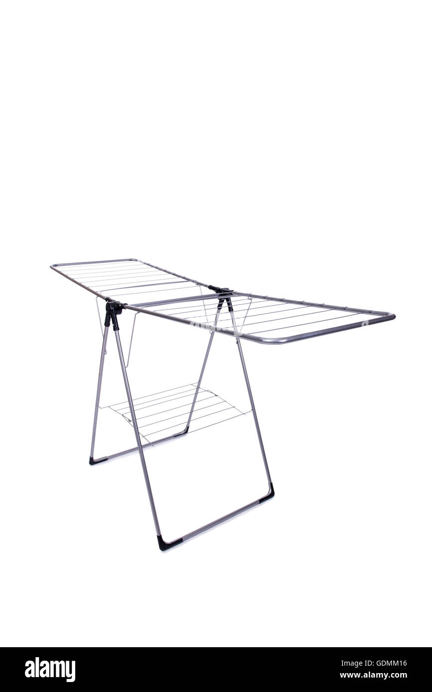 Collapsible clotheshorse isolated on the white background Stock Photo ...