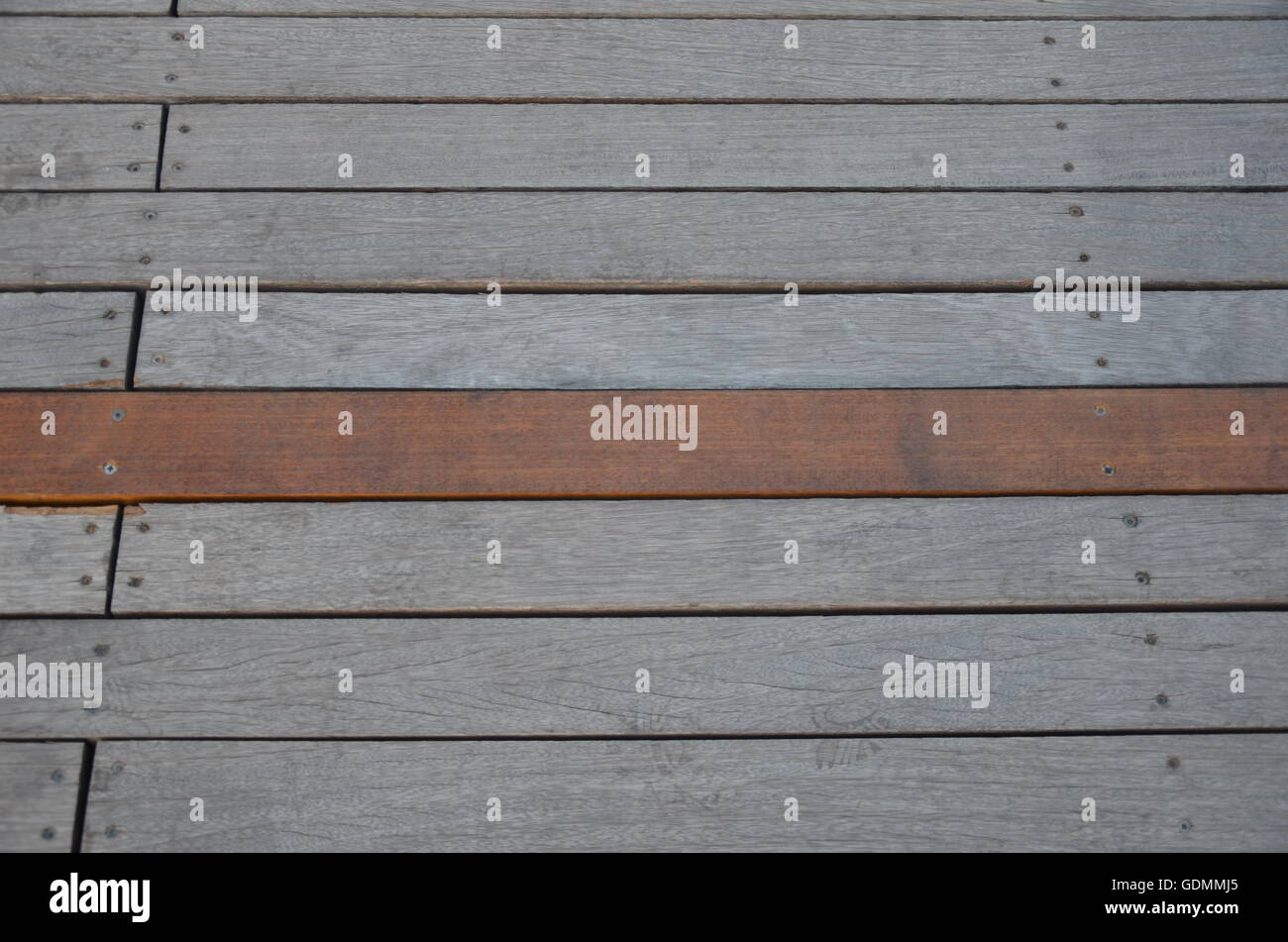 Two colored, wood planks, screw, gray, brown, Wood - Material, Material, Backgrounds, Textured, Table, Rustic, Timber, Nature Stock Photo