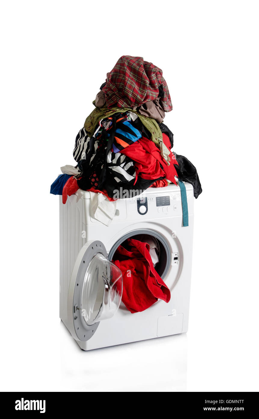Washing machine isolated on white background Stock Photo - Alamy