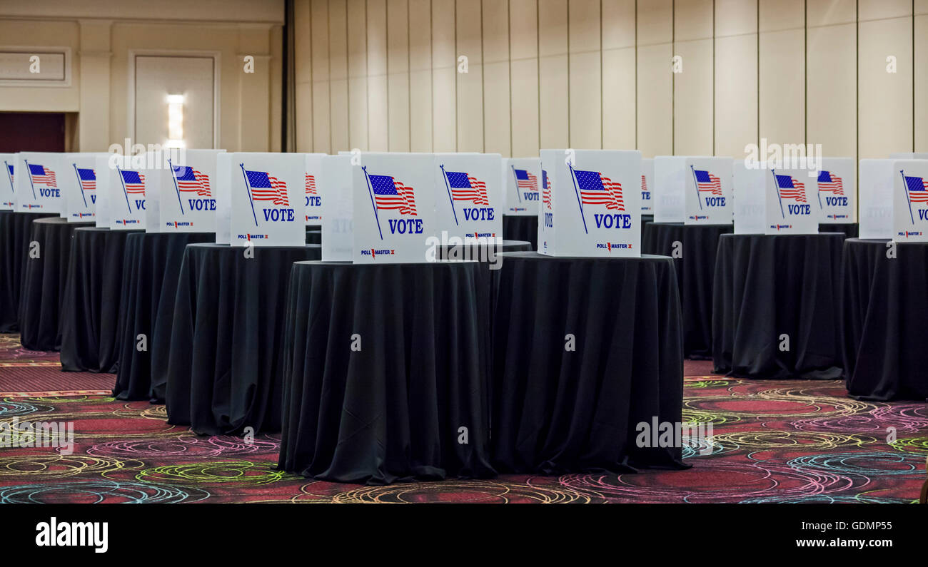 Las Vegas, Nevada - Voting booths for delegates to the Teamsters Union convention, who nominated candidates for union offices. Stock Photo