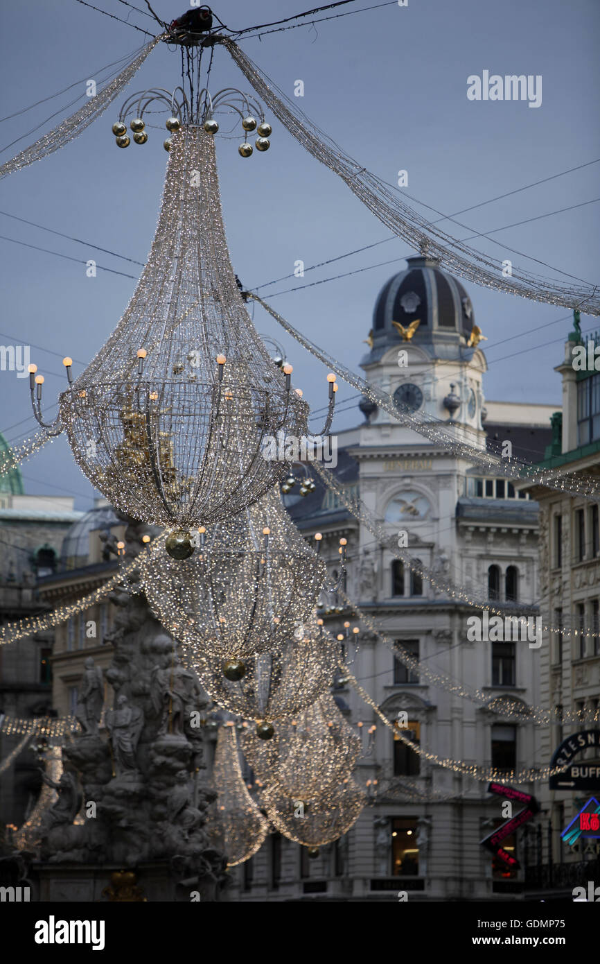 Famous Graben street by night on December 09, 2011 in Vienna, Austria Stock Photo