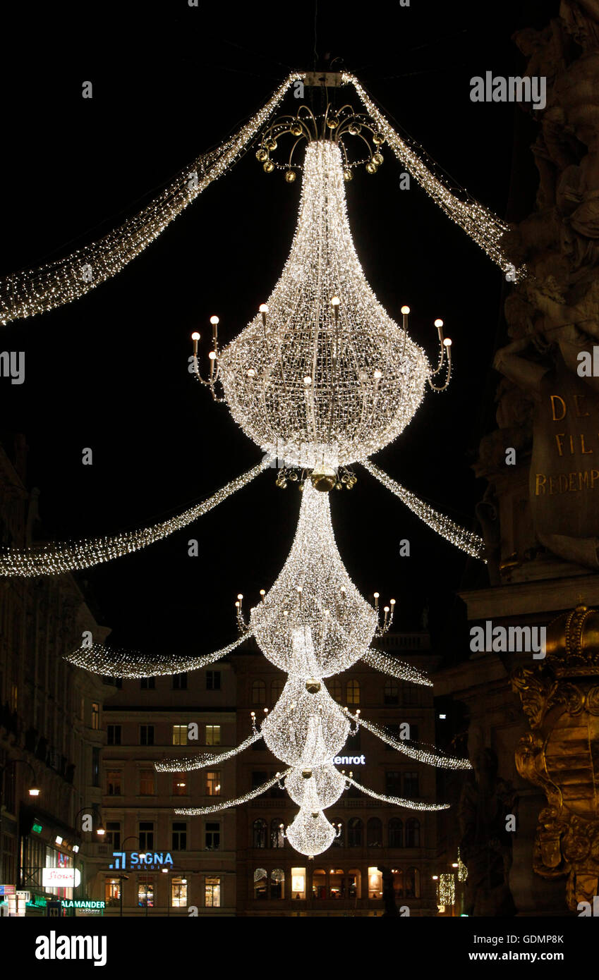 Famous Graben street by night on December 09, 2011 in Vienna, Austria Stock Photo