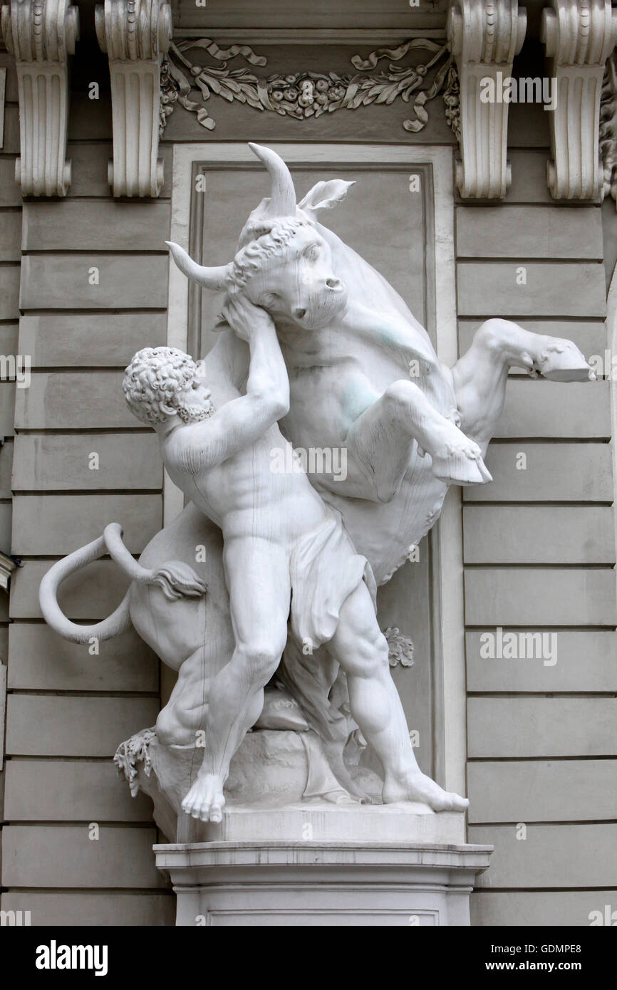 Hercules fighting the Cretan Bull, Hofburg, Vienna Stock Photo Alamy