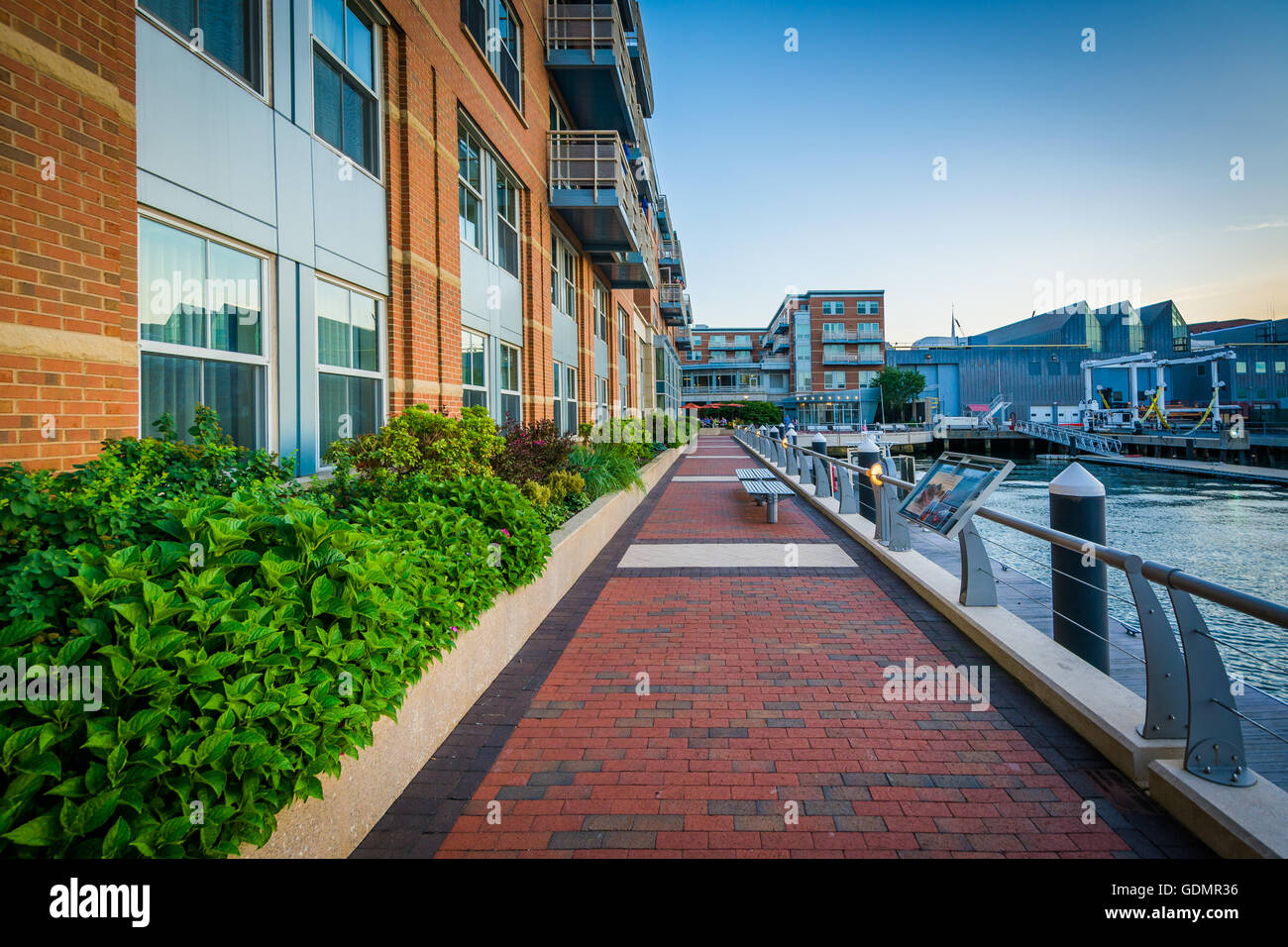 The Boston Harborwalk at Battery Wharf, in the North End, Boston