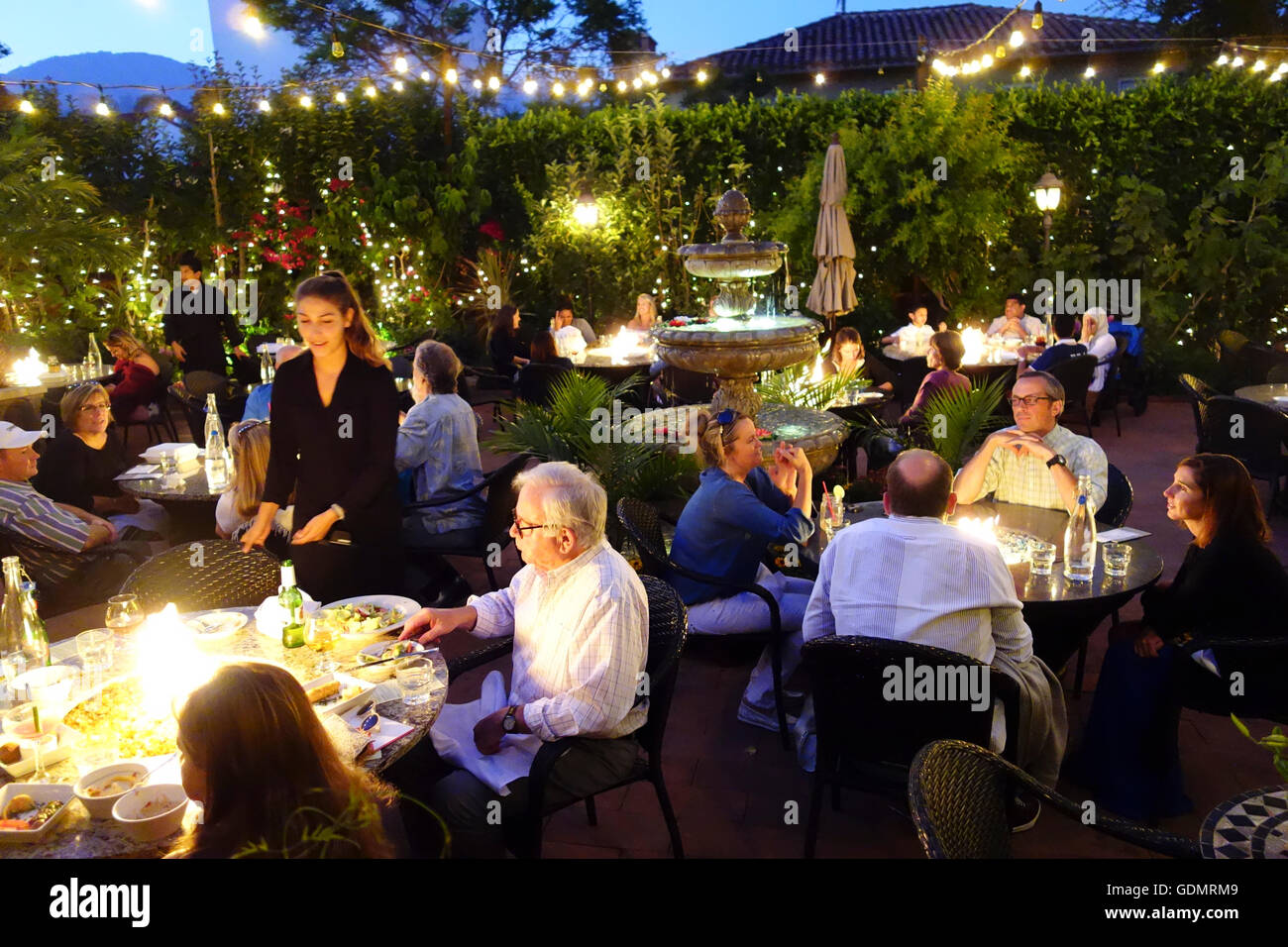 Outdoor Patio Garden Of Zaytoon Middle Eastern Restaurant In Santa