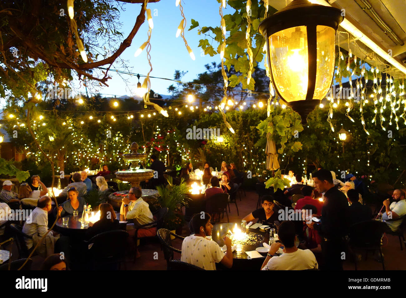 Outdoor Patio Garden Of Zaytoon Middle Eastern Restaurant In Santa