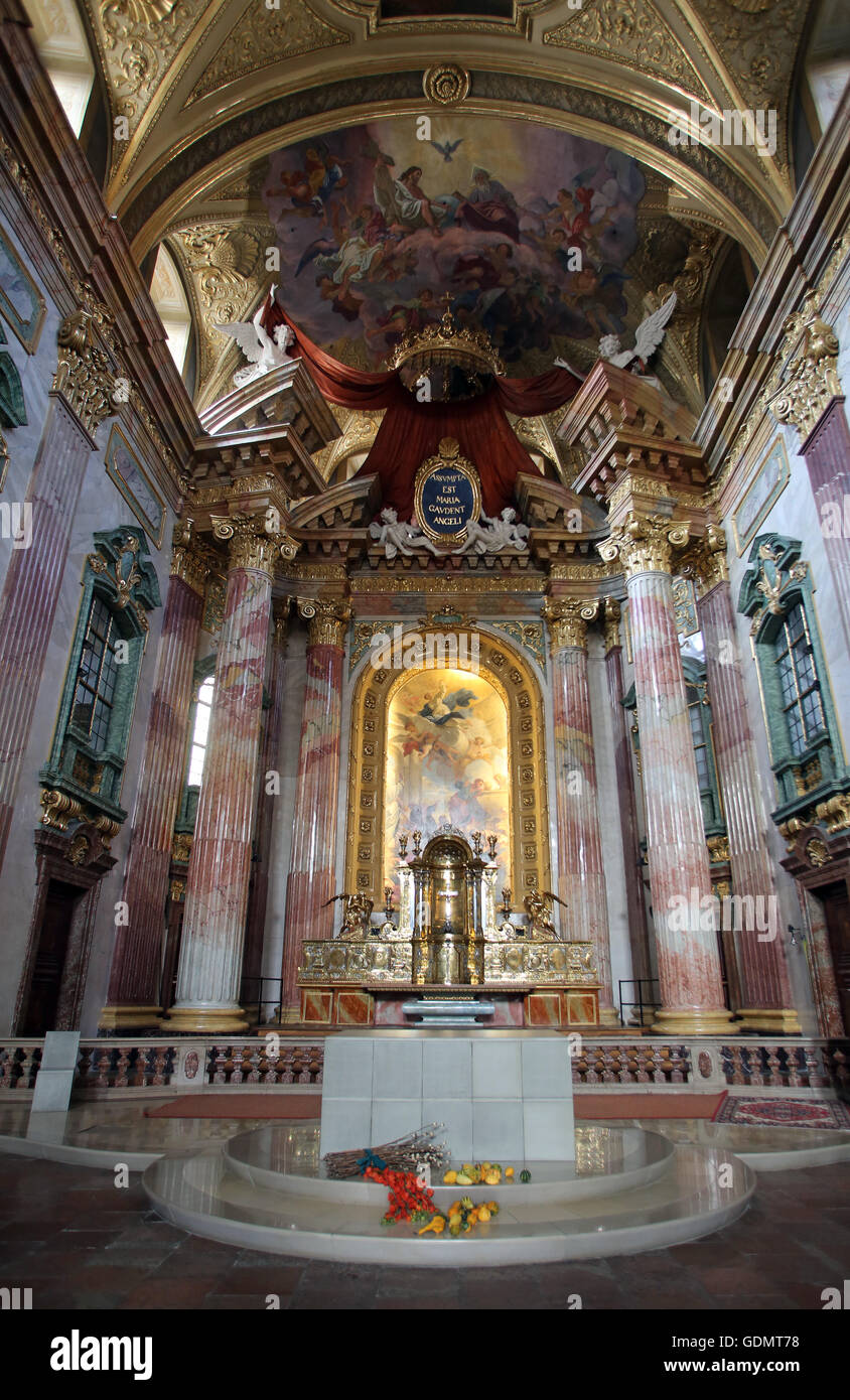 Interior of baroque Jesuits church. The church was built between 1623 ...