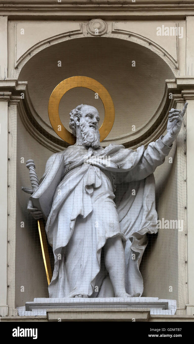 St. Paul the Apostle, Church of Saint Peter in Vienna, Austria on October 10, 2014. Stock Photo
