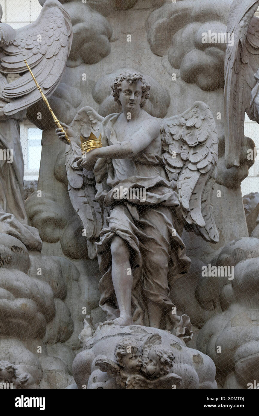 Angel, Plague Monument in Vienna, Austria on October 10, 2014. Stock Photo