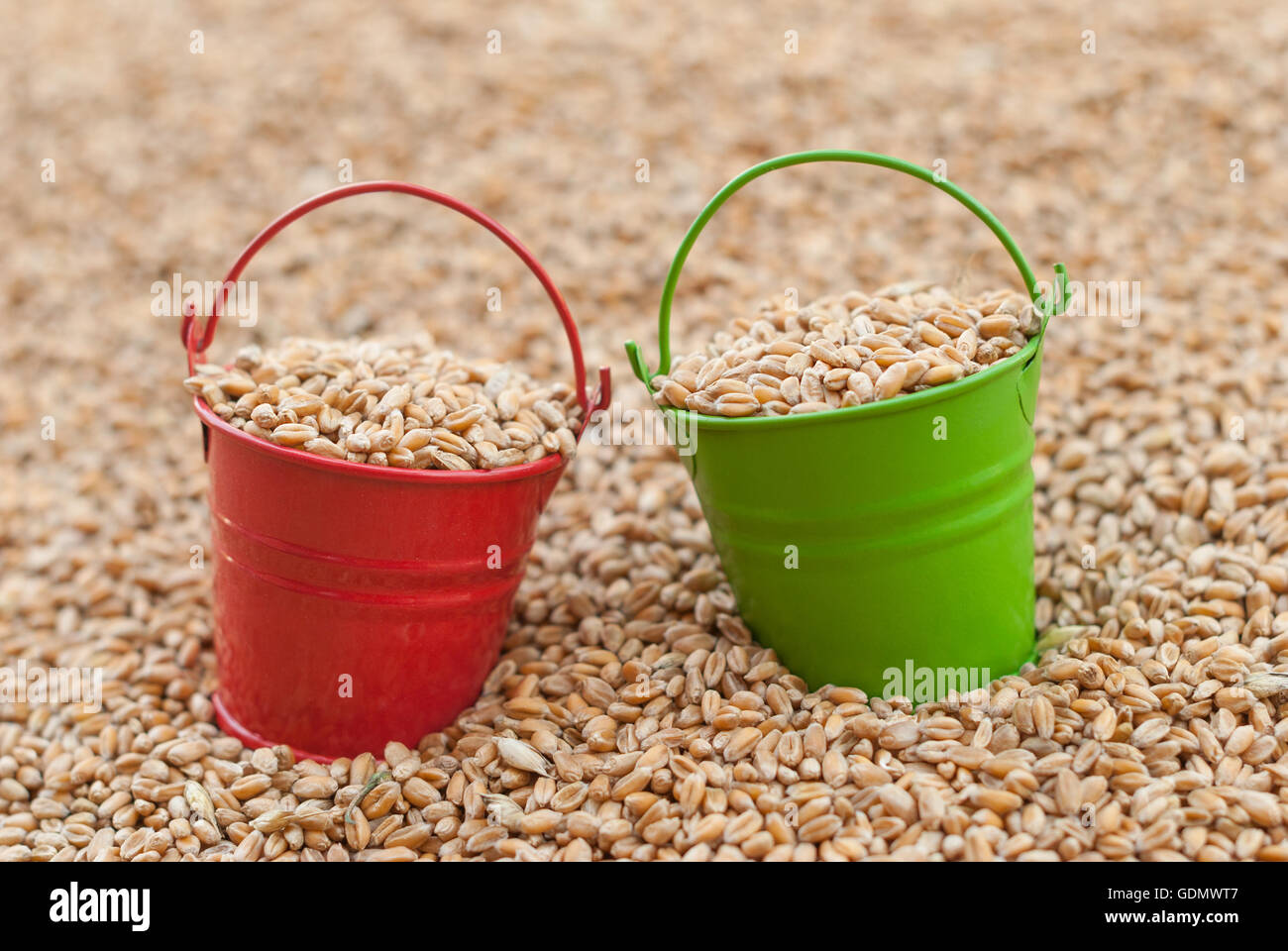 Two buckets full of wheat Stock Photo Alamy