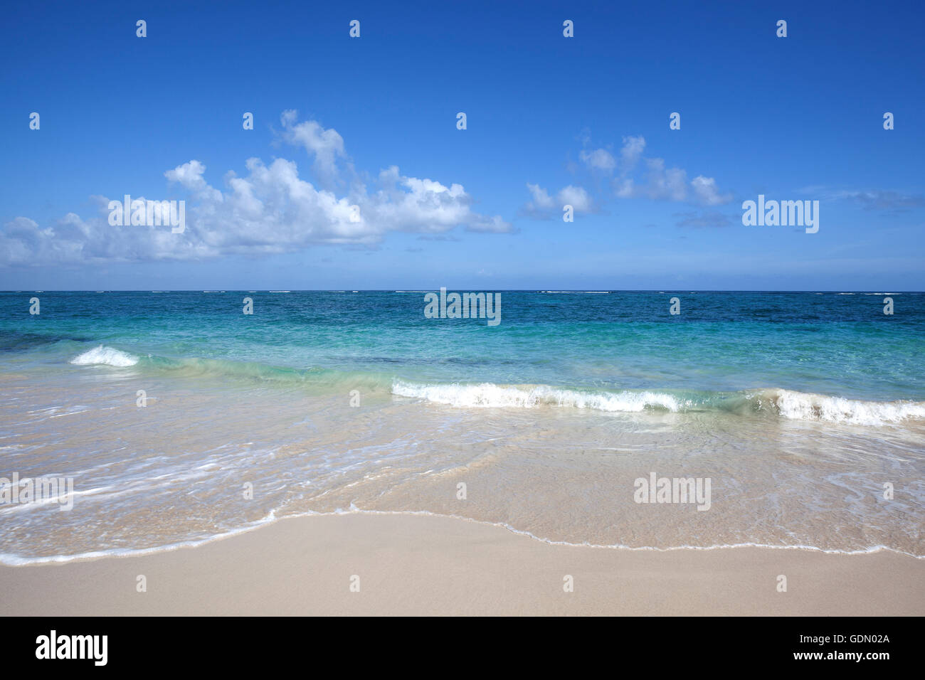 Turquoise sea at the beautiful beach of Playa Maguana in Baracoa, Guantánamo Province, Cuba Stock Photo