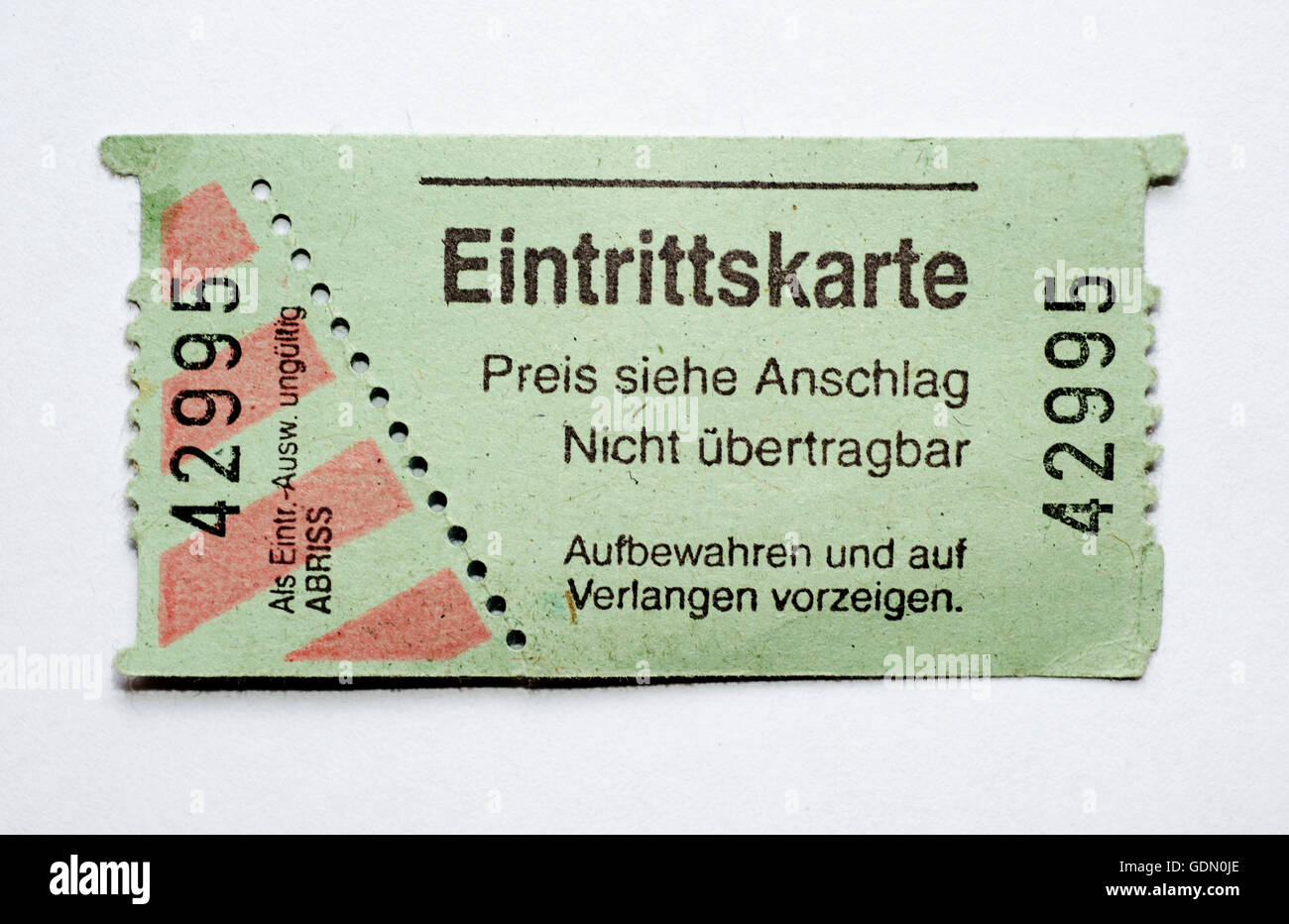 Classical, unused entry ticket Stock Photo