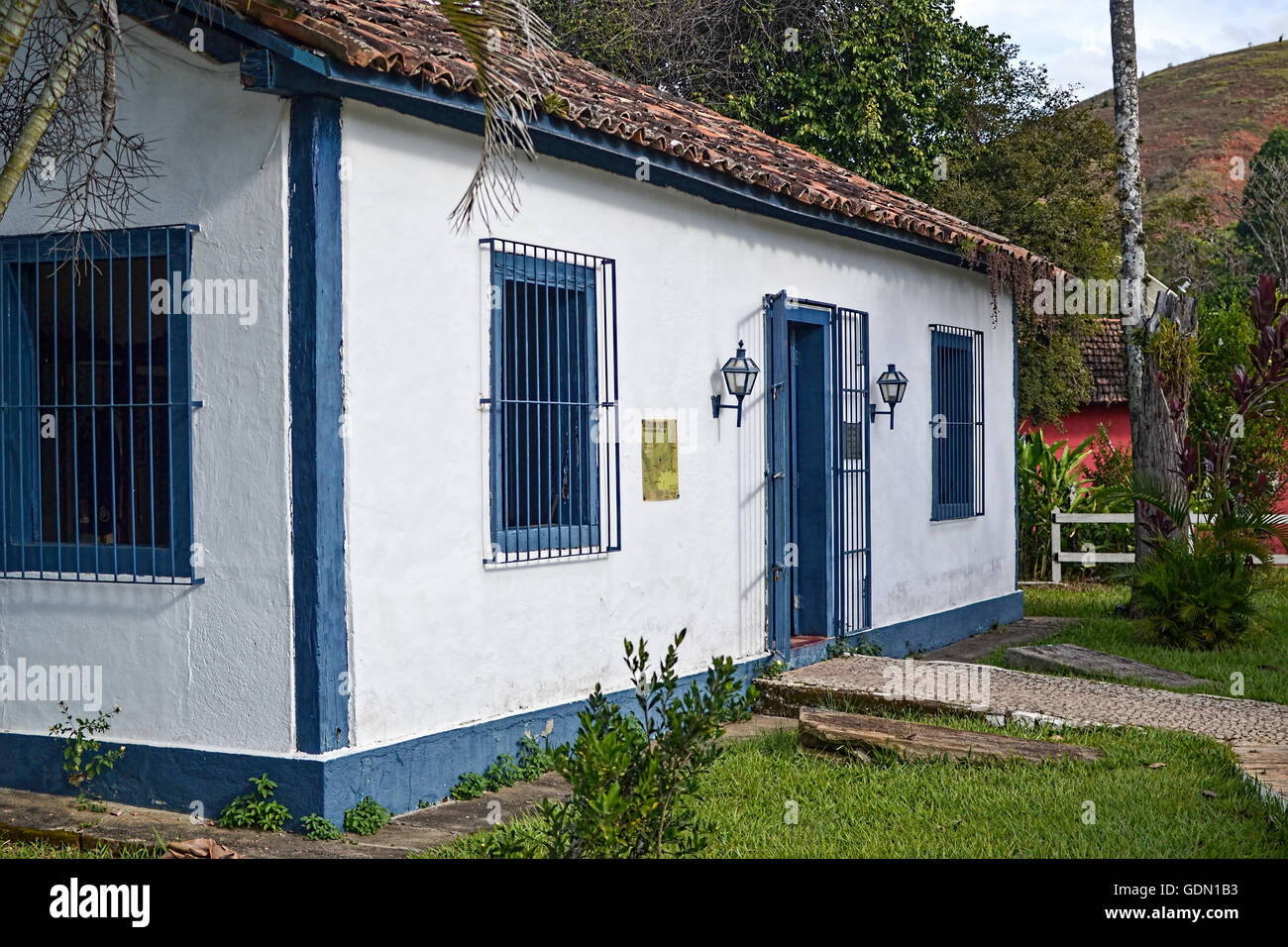 Lateralfrontal view of the Tiradentes Museum in Sebollas, Paraiba do Sul, Brazil Stock Photo