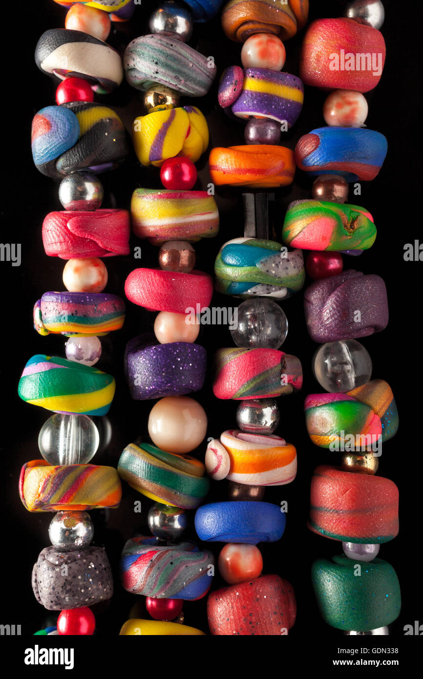 Jewelry of beads on black background Stock Photo