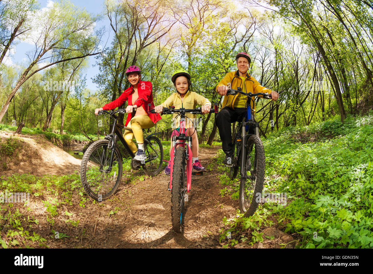 family mountain biking