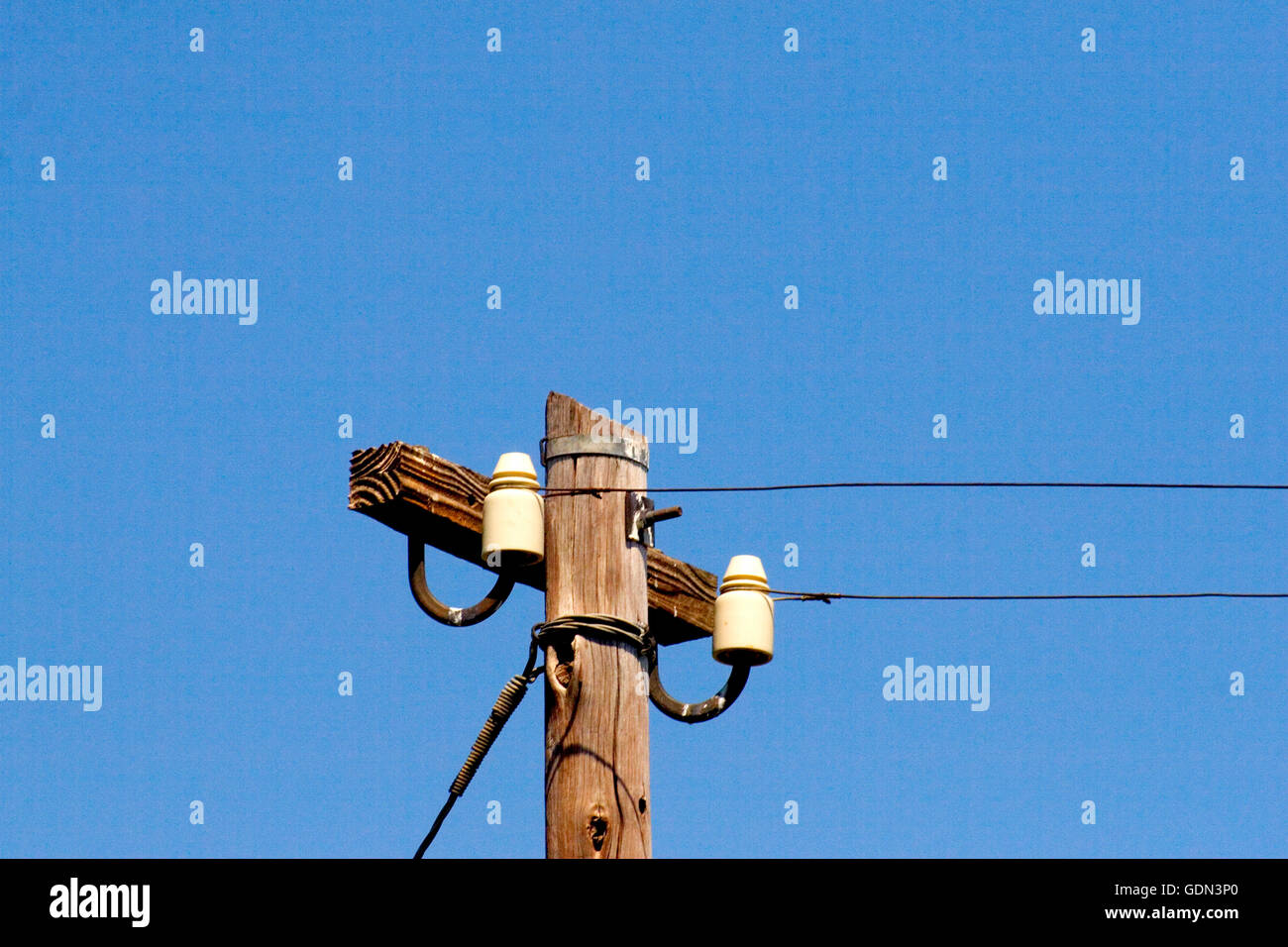 Telephone pole and wires Stock Photo