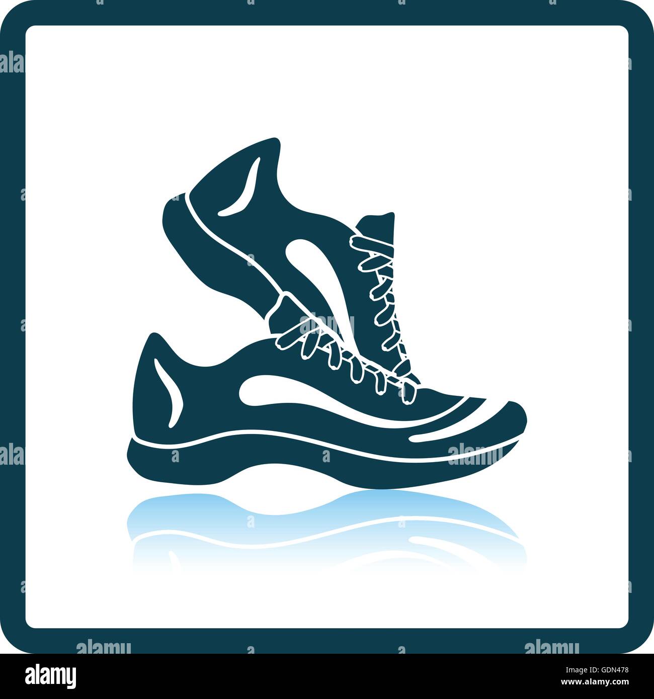 Icon of Fitness sneakers. Shadow reflection design. Vector illustration ...